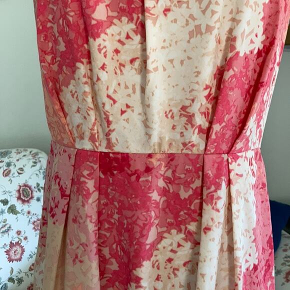 LOFT Pink and Peach Splashy Print Dress, Size 0 - Picture 3 of 6